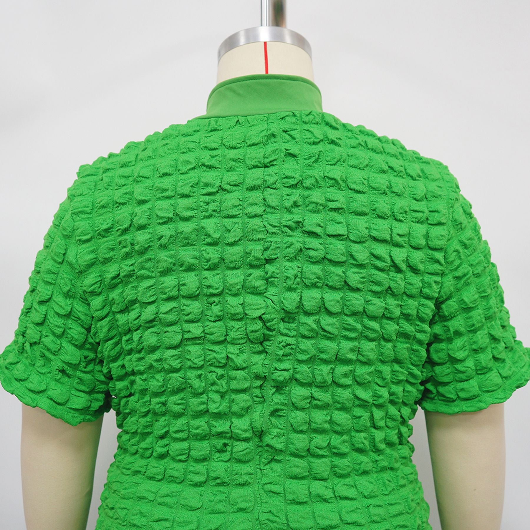 Spring Plus Size Short Sleeve Zipper Hollow Midi Dress 15