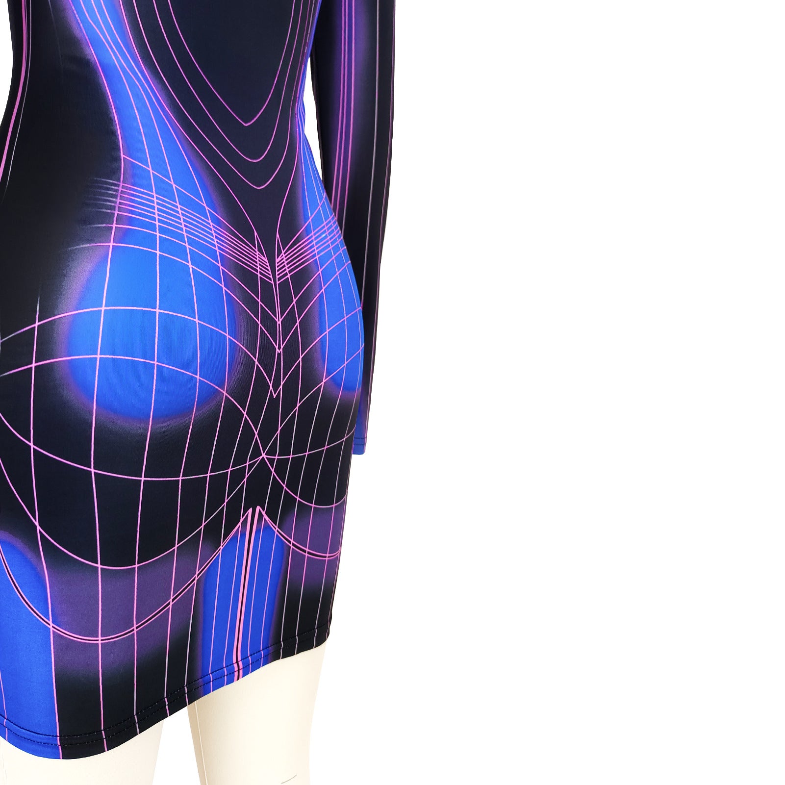 Women's Fashion Printed Round Neck Long Sleeve Slim Dress 20