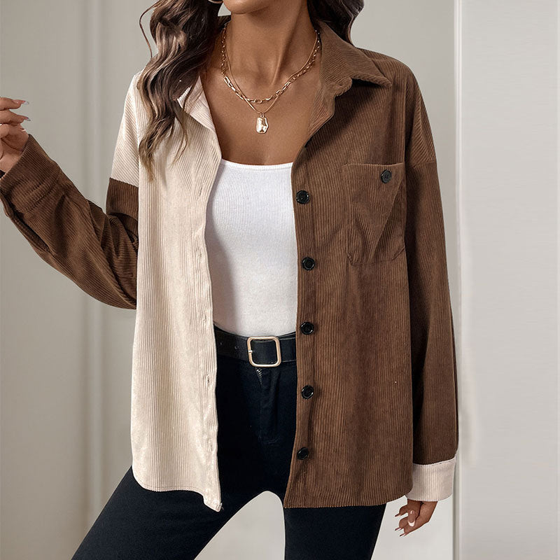 Women Turndown Collar contrast shirt