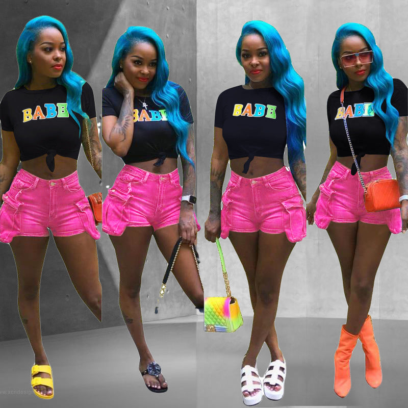 Women's Pocket Denim Shorts Casual Summer Style 3