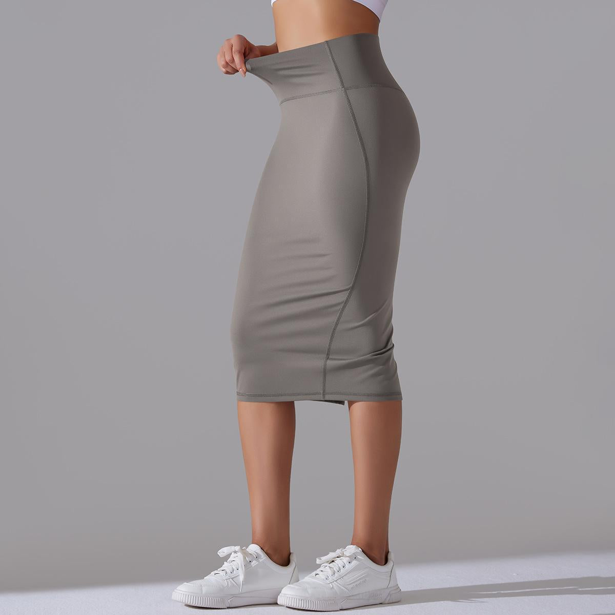 Women High Waist Stretch Slit Sports Skirt 33