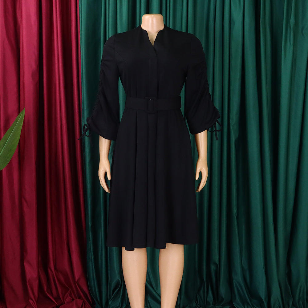 Women's Autumn And Winter Fashion Chic Plus Size Pleated A-Line African Dress 39