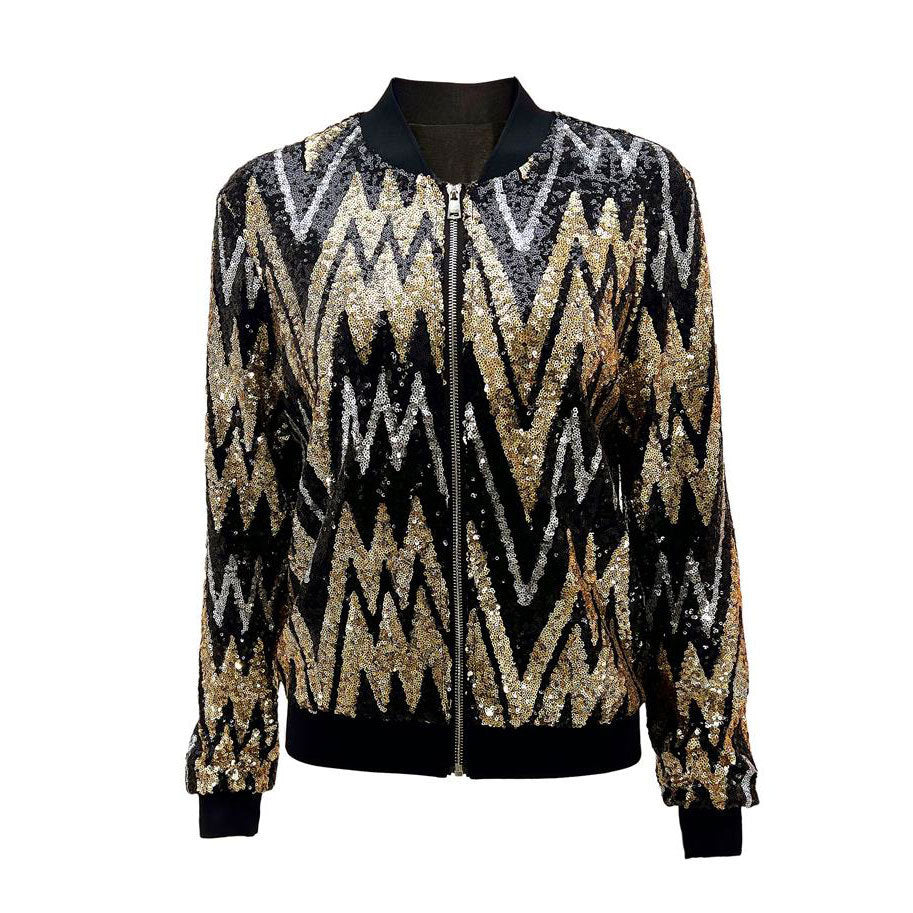 Fashionable Spring And Autumn Long-Sleeved Trendy Women's Sequined Jackets 12