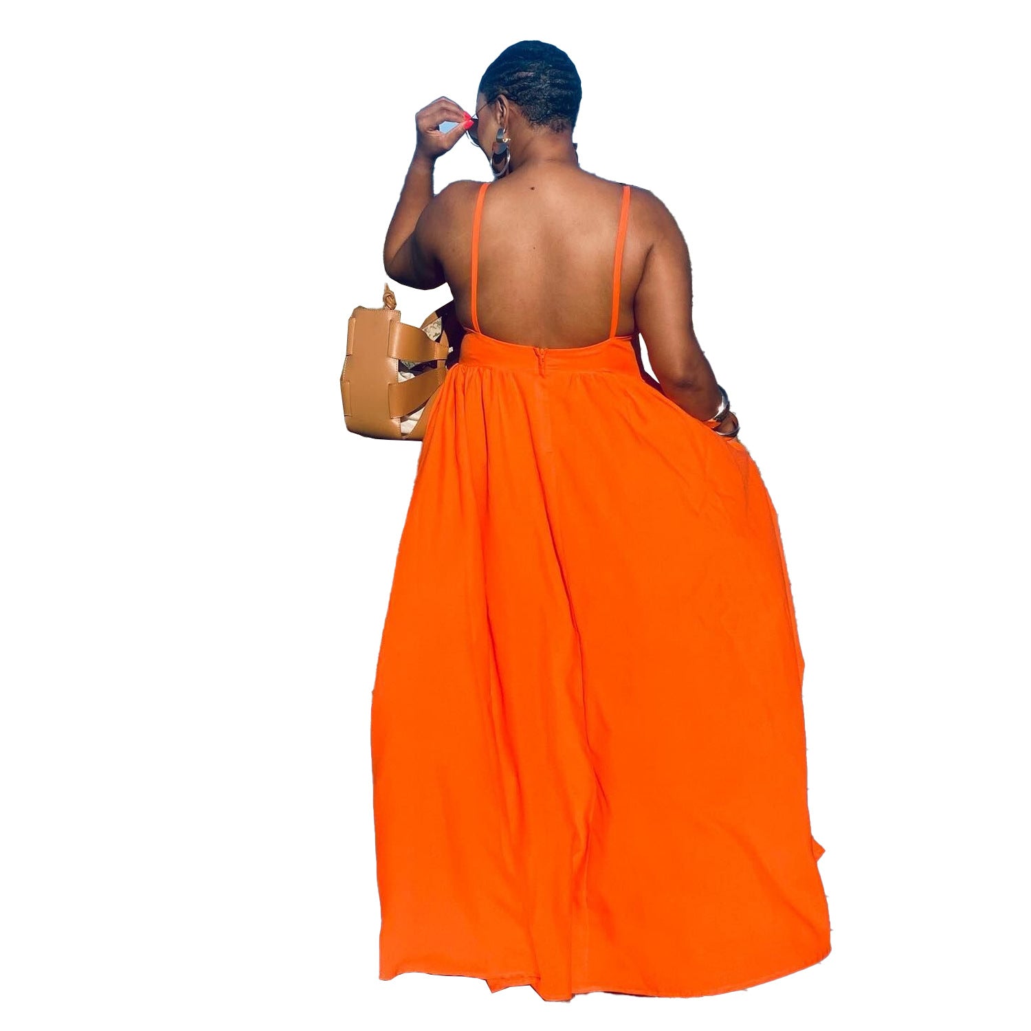 Sexy Solid Color Straps Backless Swing Dress Nightclub Maxi Dress 6