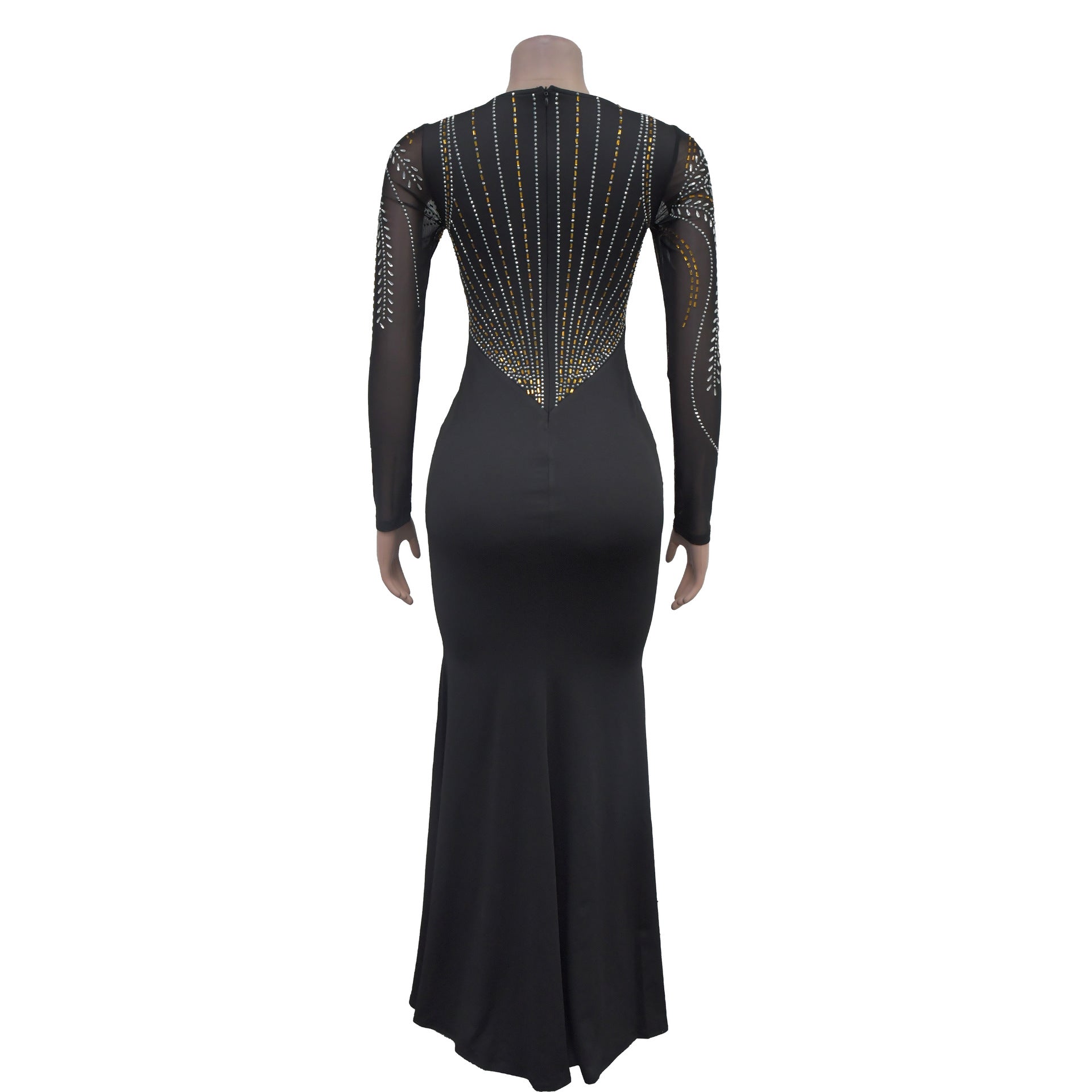 Women Beaded Solid long-sleeved dress 7