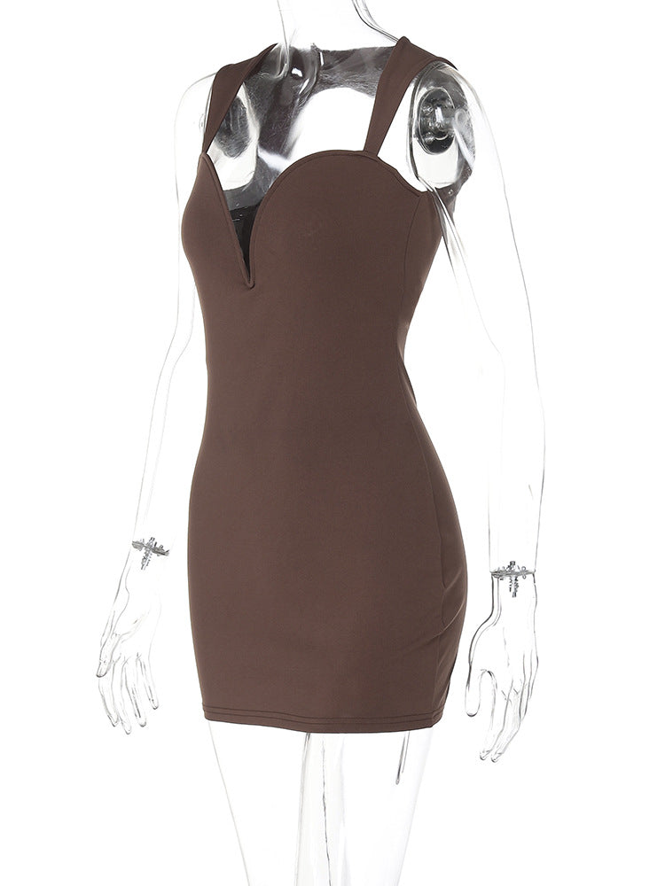 Deep V-Wired Sleeveless Hollow Sexy Low Back Slim Bodycon Dress 7