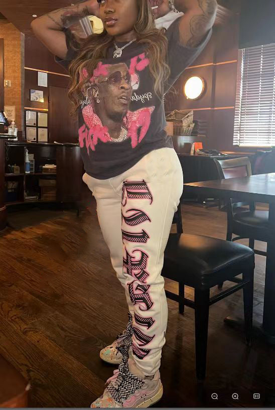 Women Printed Fleece Casual Pants 5