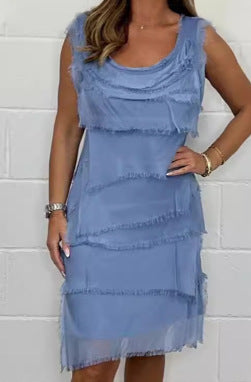 Summer Women's Clothing Casual A-Line Solid Color Dress 9