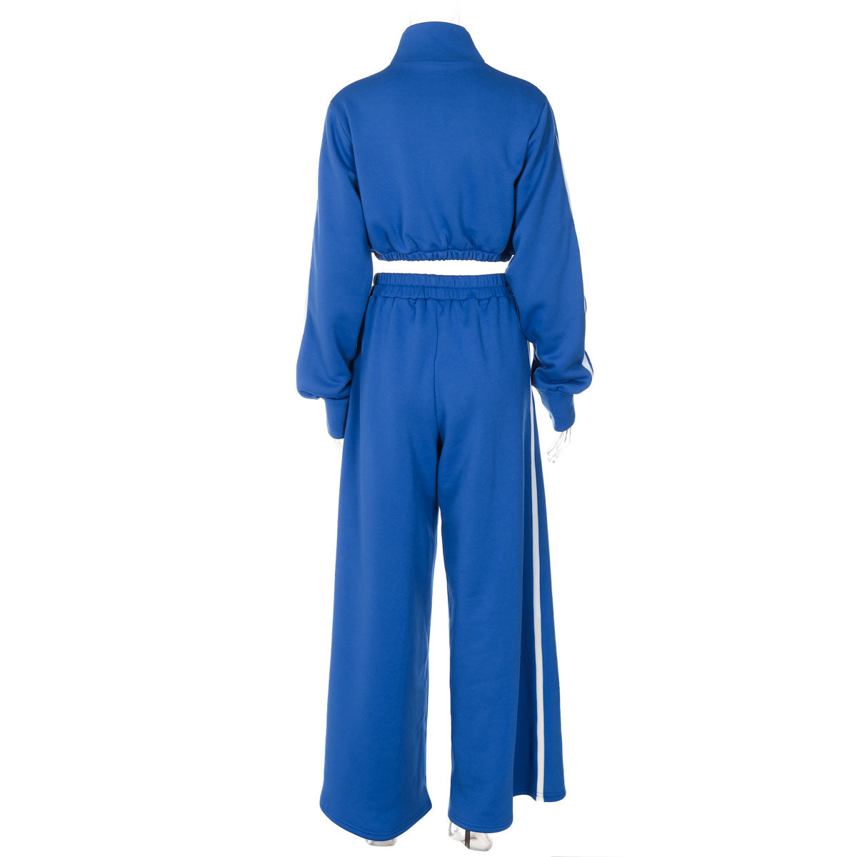 Women's Autumn Fashion Zipper Long Sleeve Top Wide Leg Pants Casual Sports Two Piece Set 10