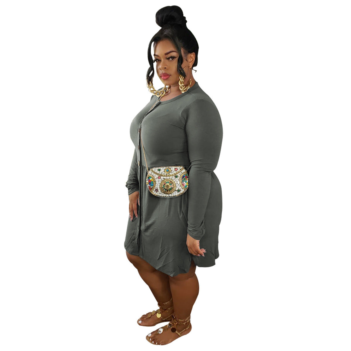 Plus Size Women Sexy Round Neck Dress 6