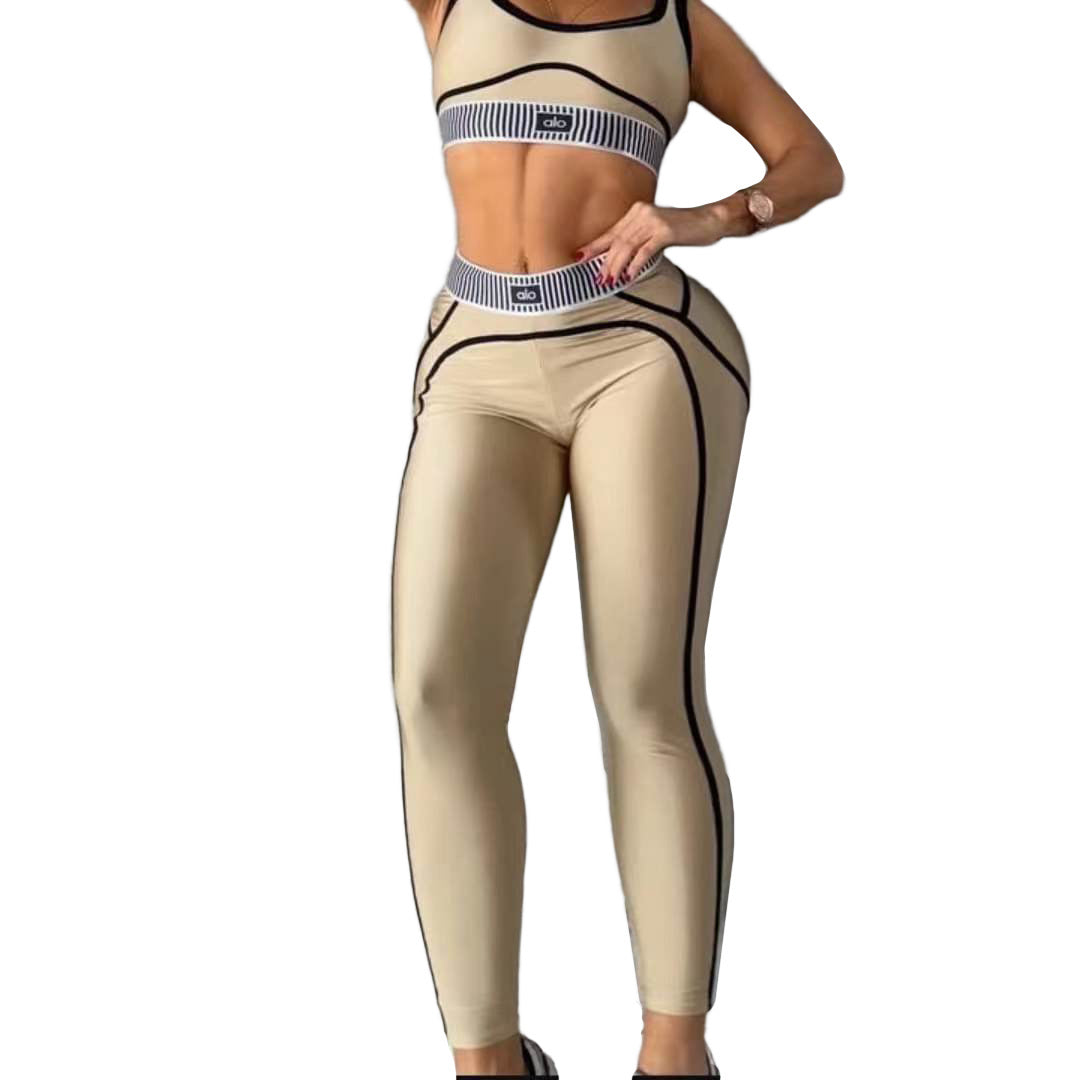 Women's Casual Anti-Shock Running Yoga Sports Fitness Two-Piece Pants Set 8