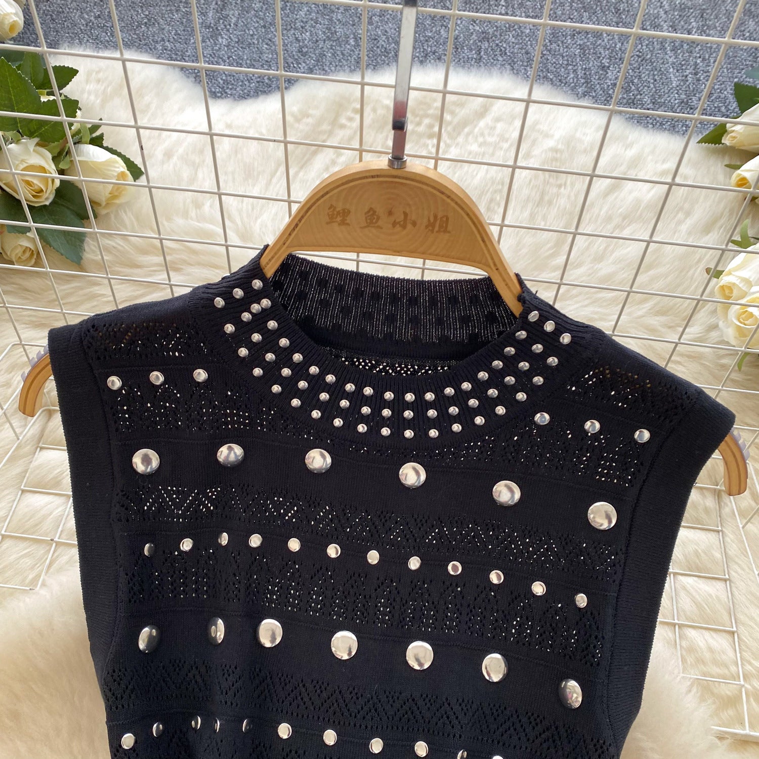 Women's Summer Sleeveless Stand Collar Diamond Slim Luxury Fishtail Long Dress 7