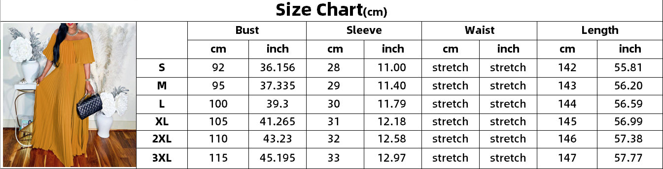 Women Sexy Off Shoulder Off Shoulder Pleated Maxi Dress 18