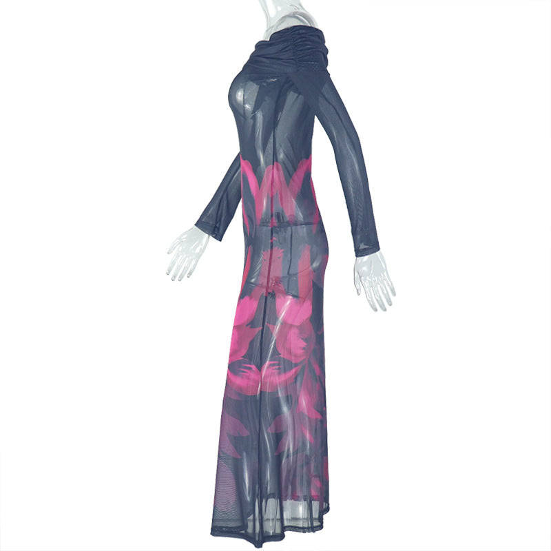 Women Elegant Bodycon Strapless Off Shoulder Raglan Long Sleeve Dress 7