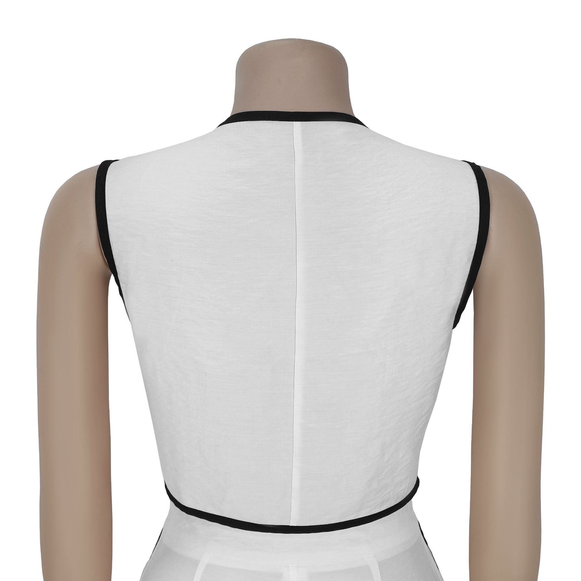 Women casual v-neck button top and trousers two-piece suit 17