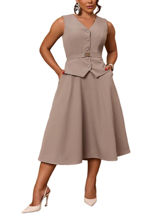 Casual Office Vest Skirt Set for Women 5