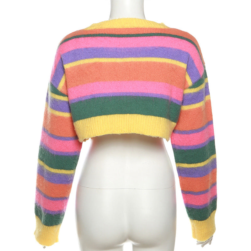 Autumn Women's Sexy Knitting Long-Sleeved Contrast Color Top High Waist Bodycon Skirt Suit For Women 13