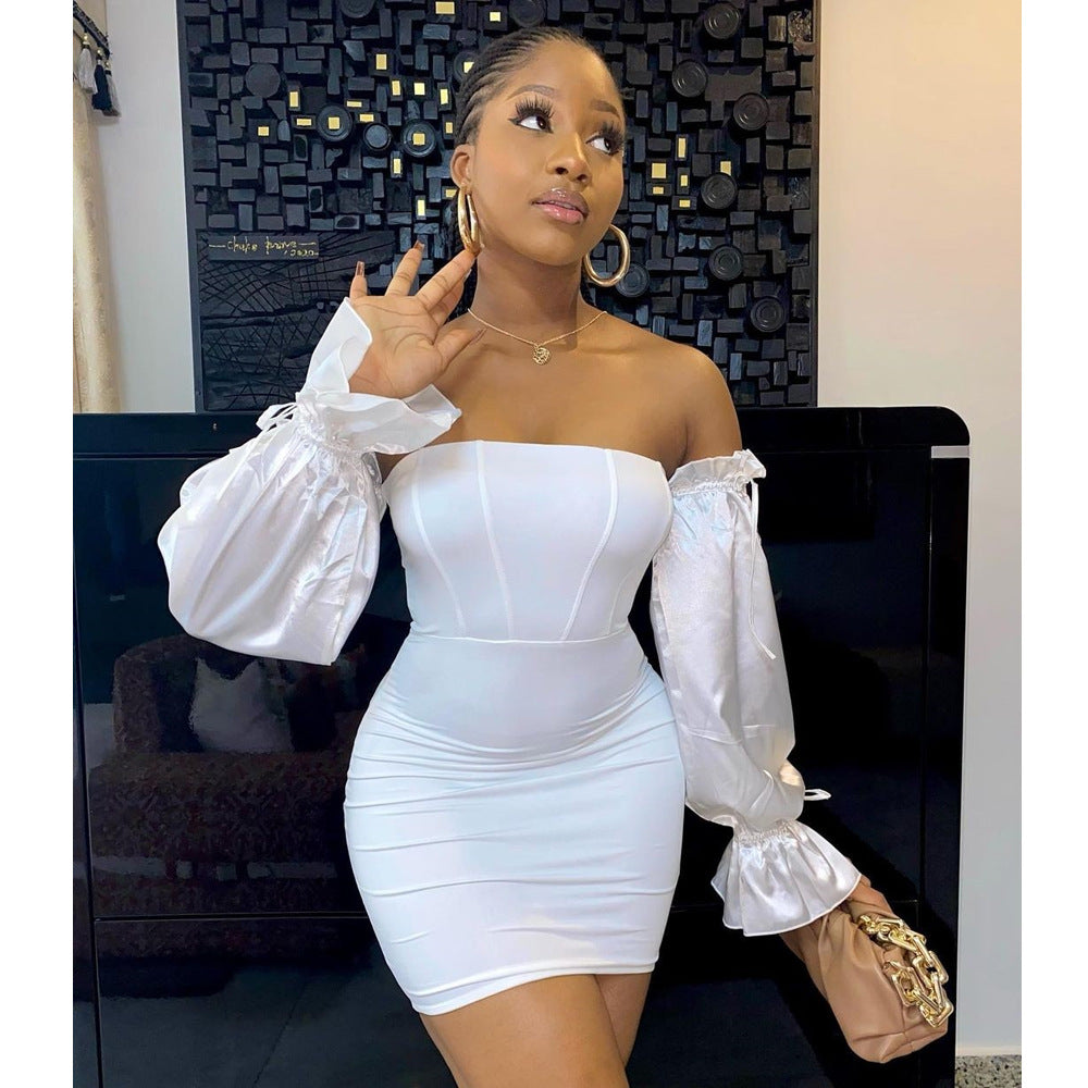 Women's Patchwork Long Sleeve Lace-Up Dress