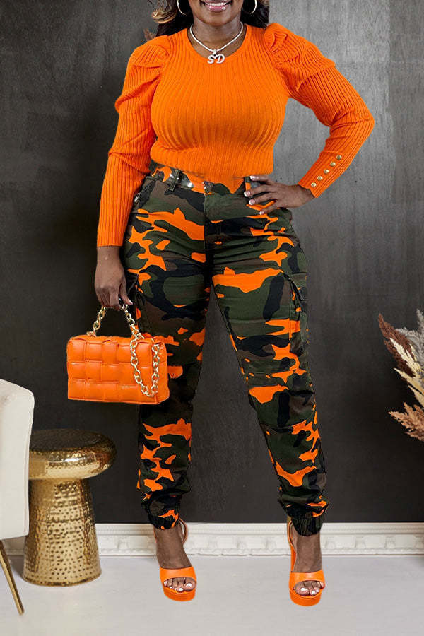 Women camouflage print trousers