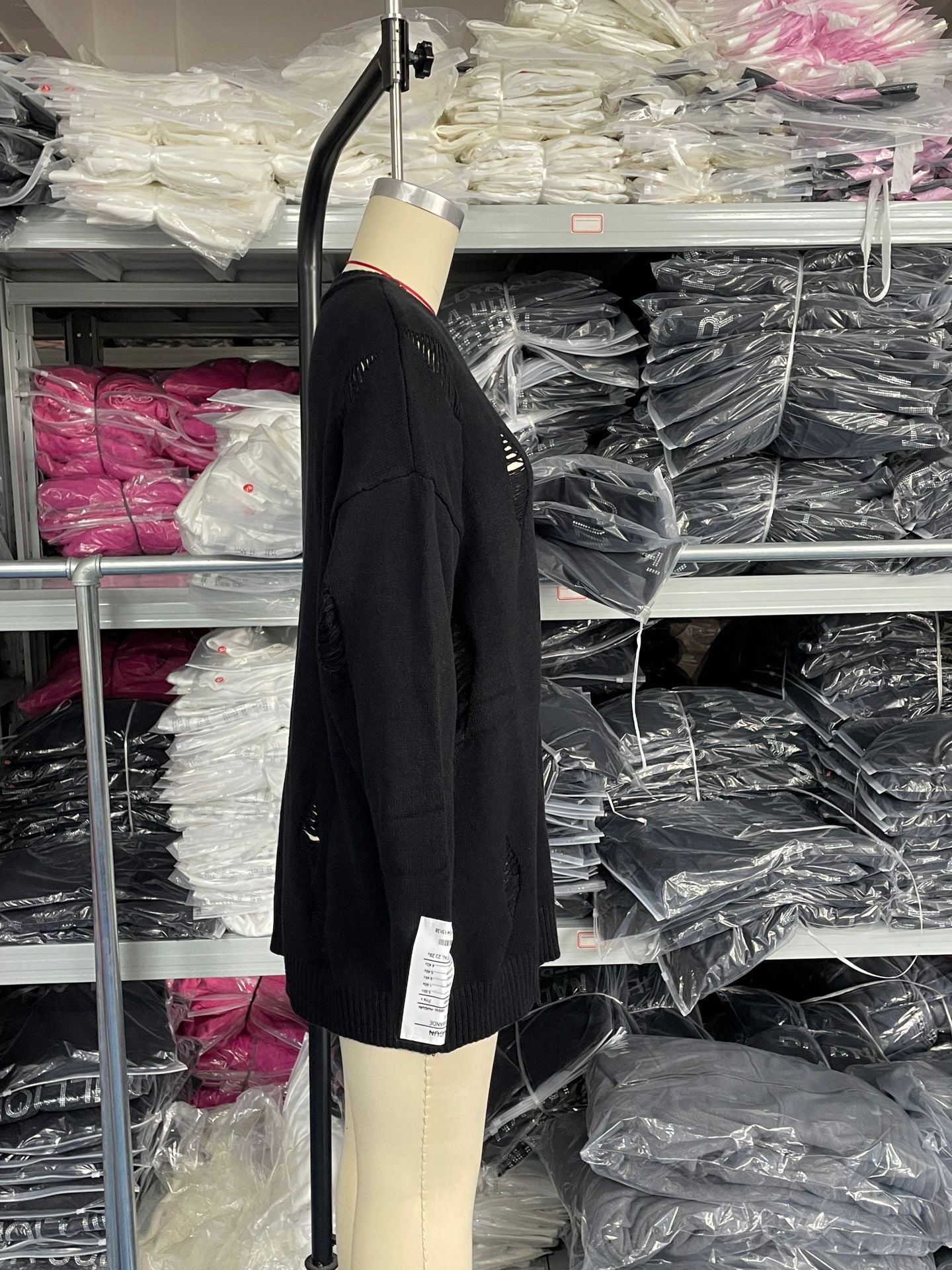 Women Casual Ripped Round Neck Loose Long Sleeve Sweater 21