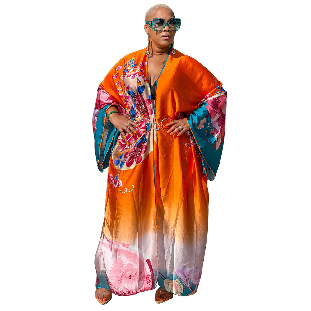 Women Casual Long Sleeve Print Robe 21