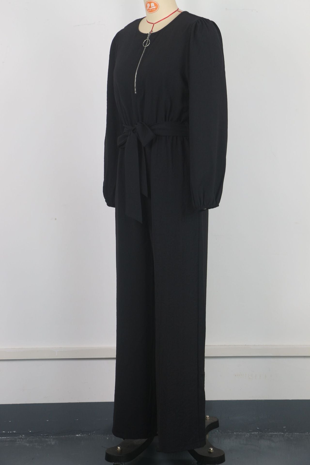 Women’s Casual Fashion Long Sleeve Zipper Belted Jumpsuit 8