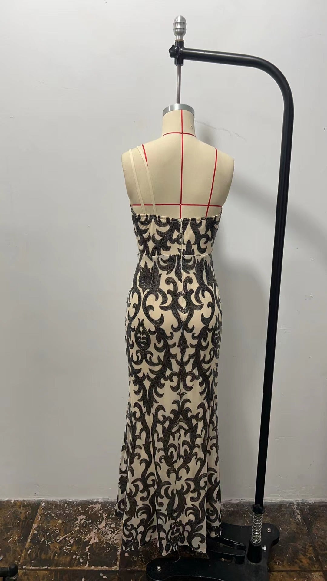 Women chic sequin sexy slash shoulder formal party evening dress 8