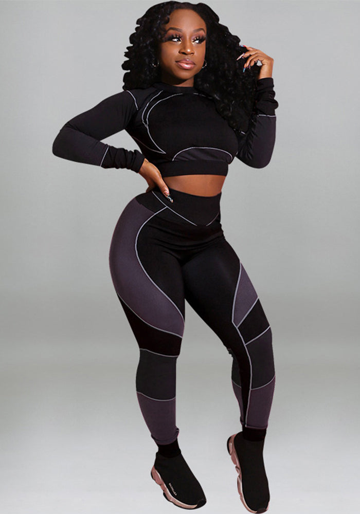 Women's Autumn Fashion Casual Sports Slim Long Sleeve Two Piece Pants Set