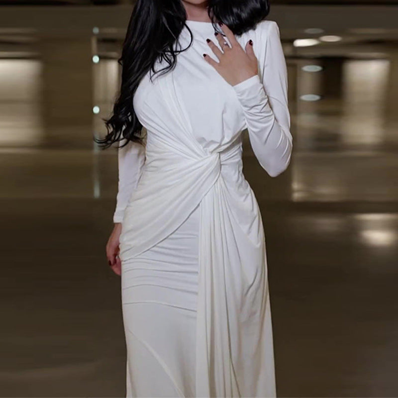 Women Fall Round Neck Bodycon Long Sleeve Dress 18