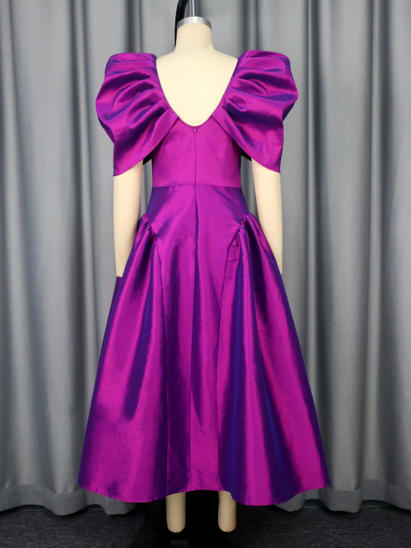 Sexy V-Neck Puff-Sleeve Evening Dress Chic Elegant A-Line Formal Gown 5