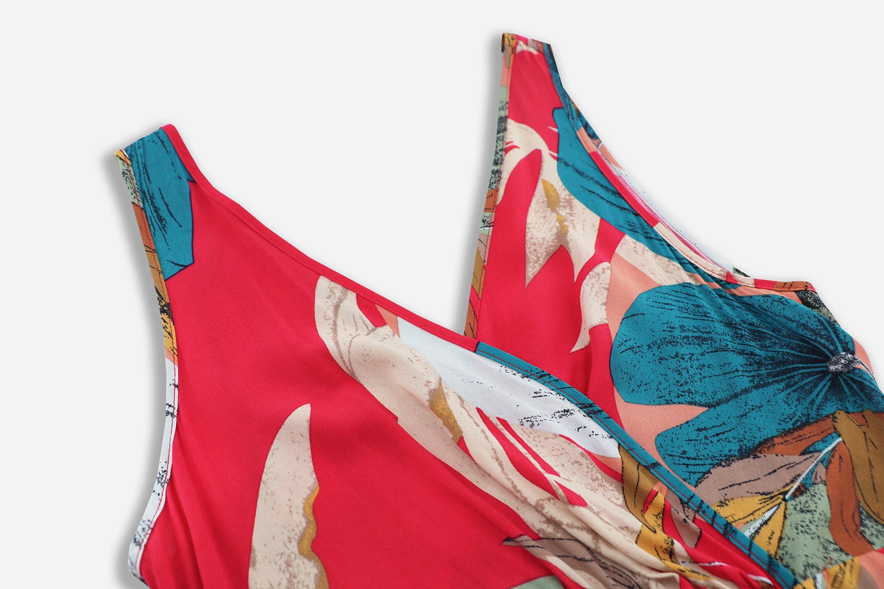 Summer Women's V-Neck Sleeveless Slit Printed Long Strap Dress 34