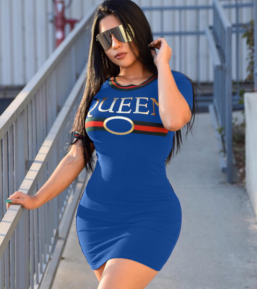 Women Summer Striped Letter Dress 5