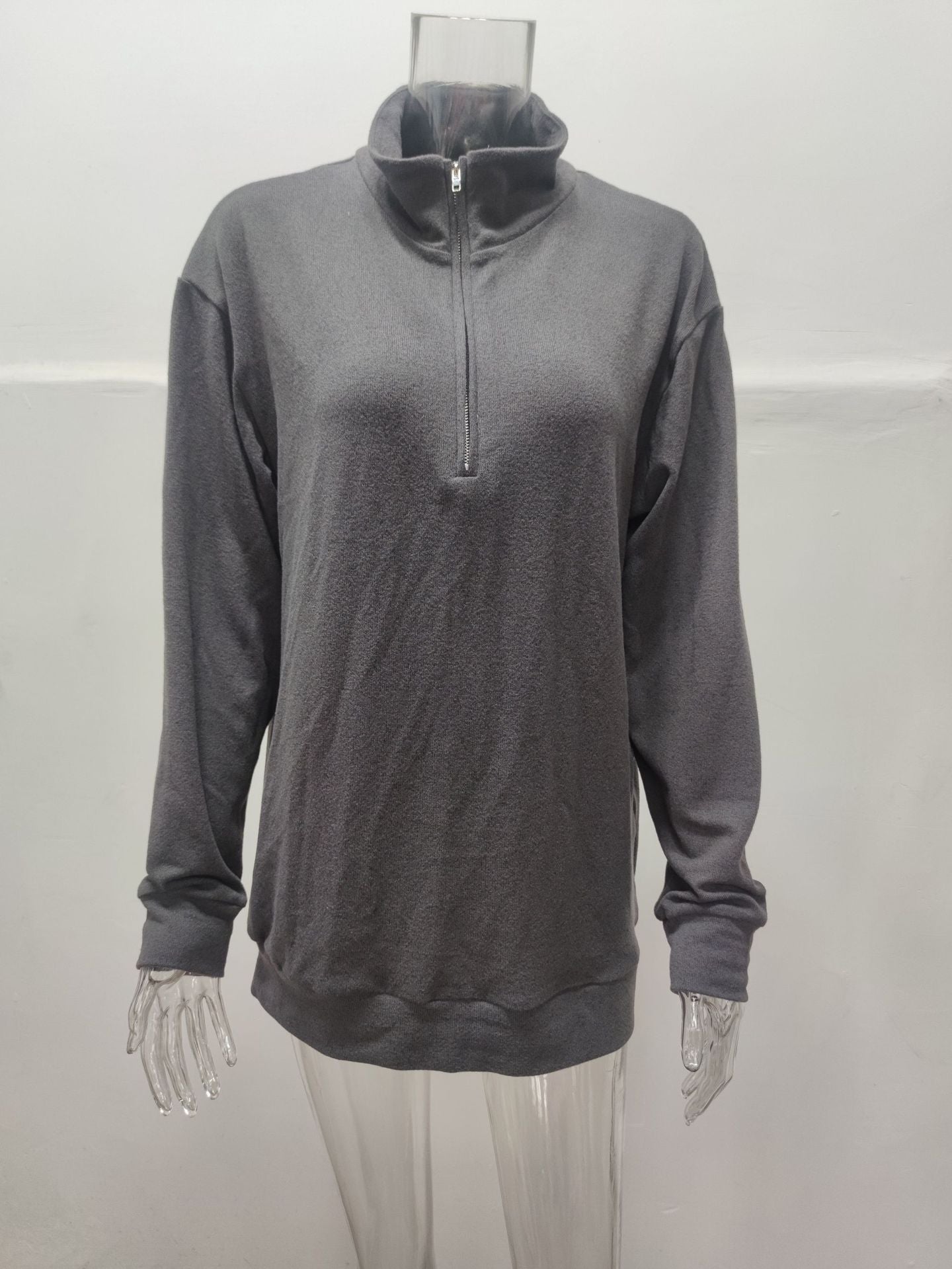 Men's Autumn Long Sleeve V-Neck Zipper Casual Top 36