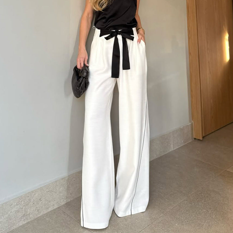 Spring Women's High Waist Casual Straight Pants