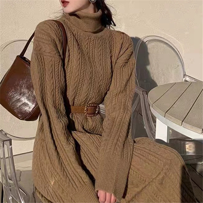 Fashion Chic Turtleneck Women's Pullover Sweater Autumn And Winter Long Knitting Twist Basic Top For Women 3