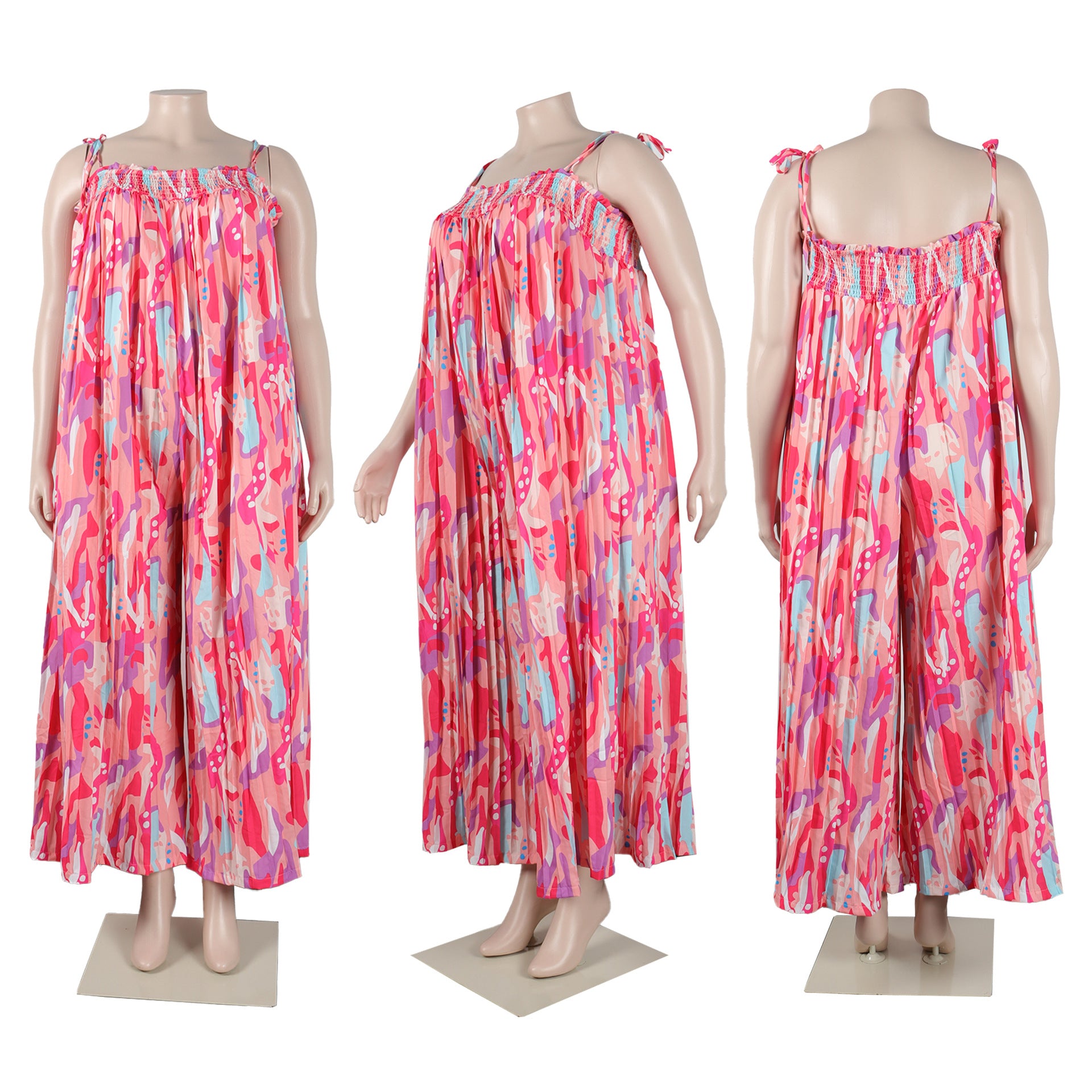 Sexy printed suspenders pleated wide-leg suspenders Jumpsuit 24