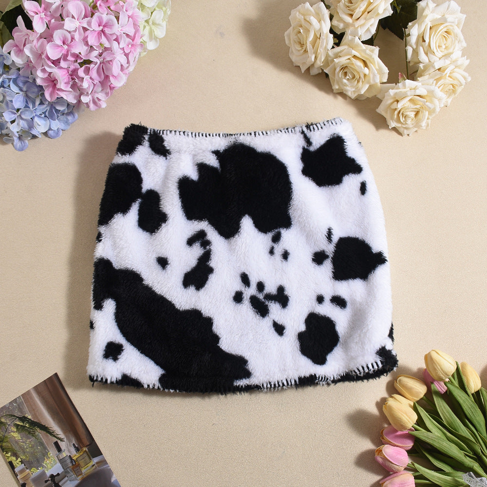 Women Yarn-dyed Lambskin Skirt 11