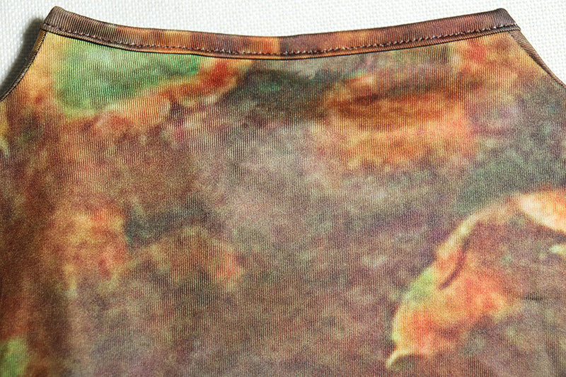 Fashion Printed Retro Long Sleeve Round Neck Hollow Lace-Up Bodycon Women's Dress 14