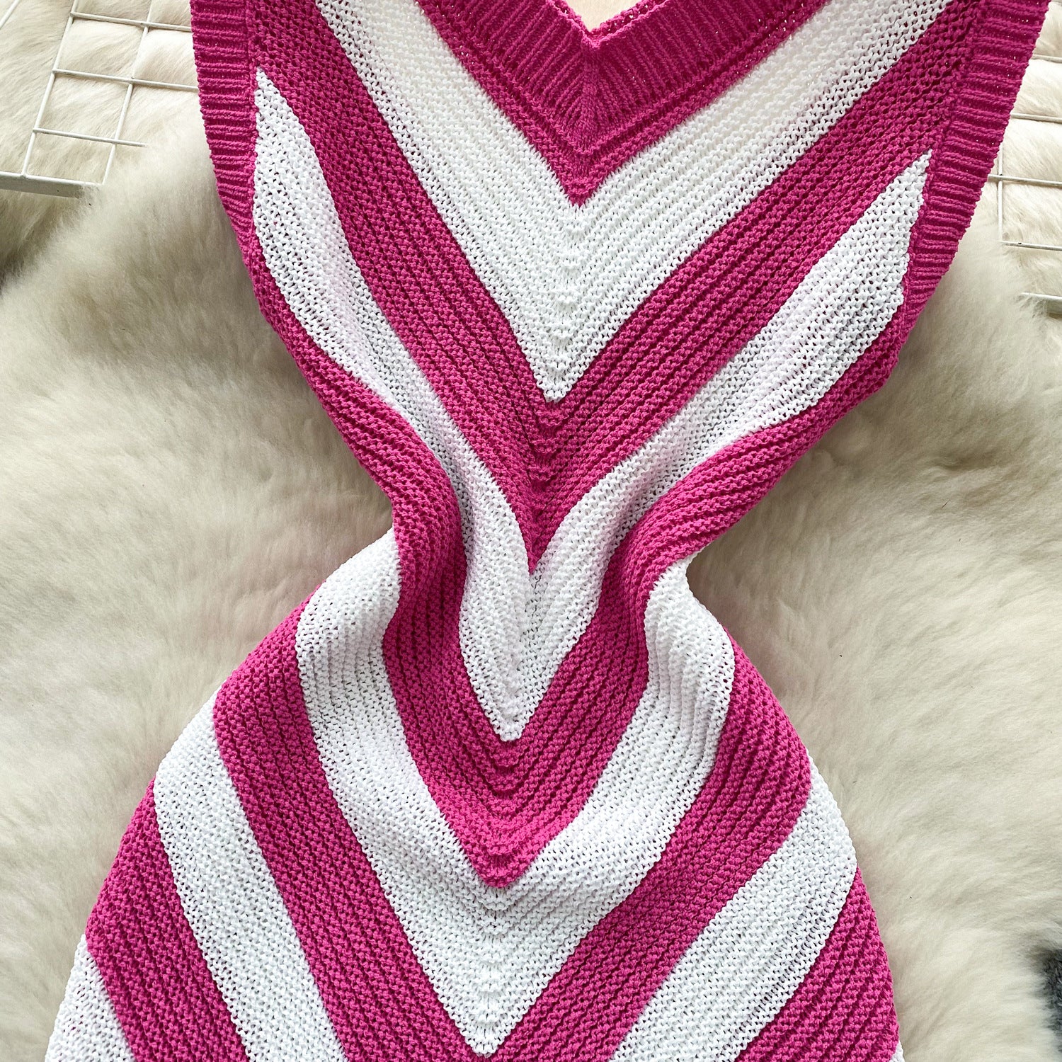 Holidays Women's Summer Color Matching Slim Irregular Tassel Dress 14