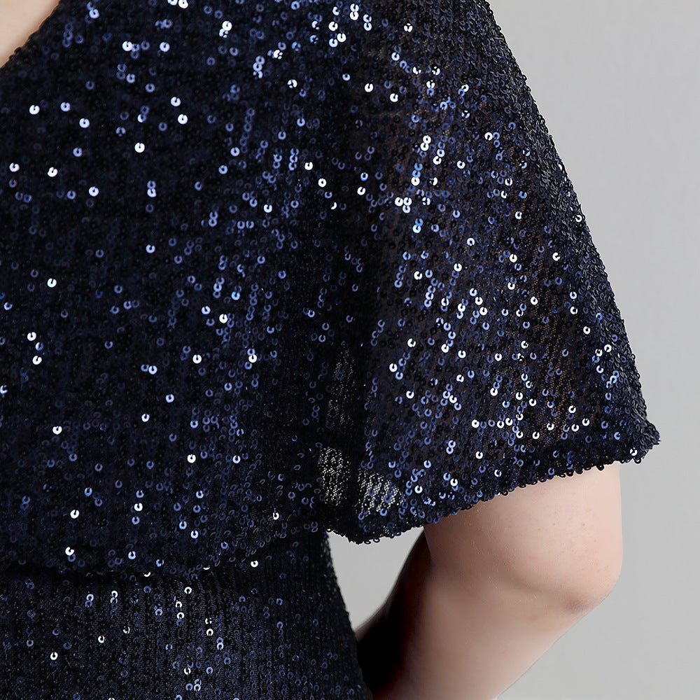 Spring and Summer Plus-Size Long Sequin Formal Party Evening Dress 34