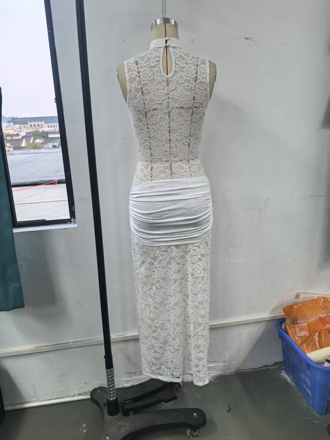 Sexy Fashion Lace Hollow High-Slit Slim Sleeveless Long Dress 17