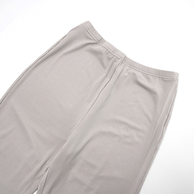 Women's Autumn & Winter Solid Color Casual Slash Shoulder One-Shoulder Lantern Long Sleeve Bell Bottom Pants Set 22