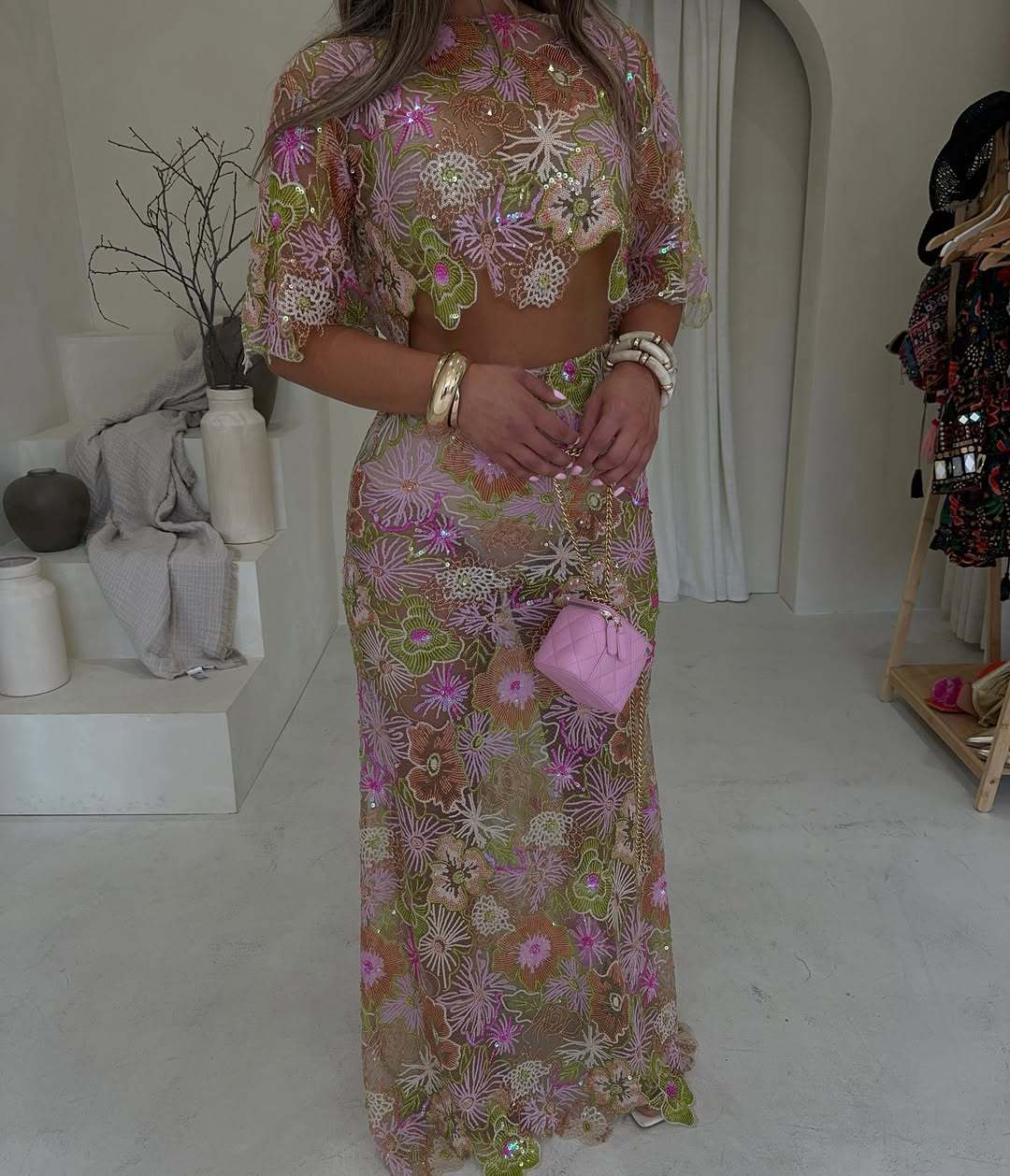 Embroidered Sequin Party Skirt Set 10