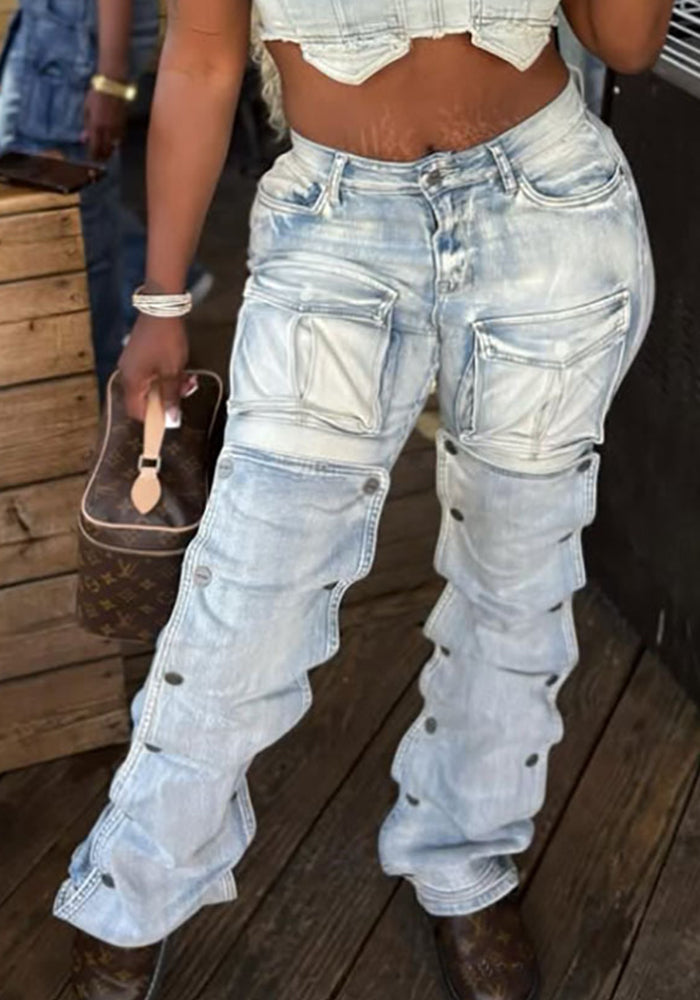 Women street Cargo Denim Pants