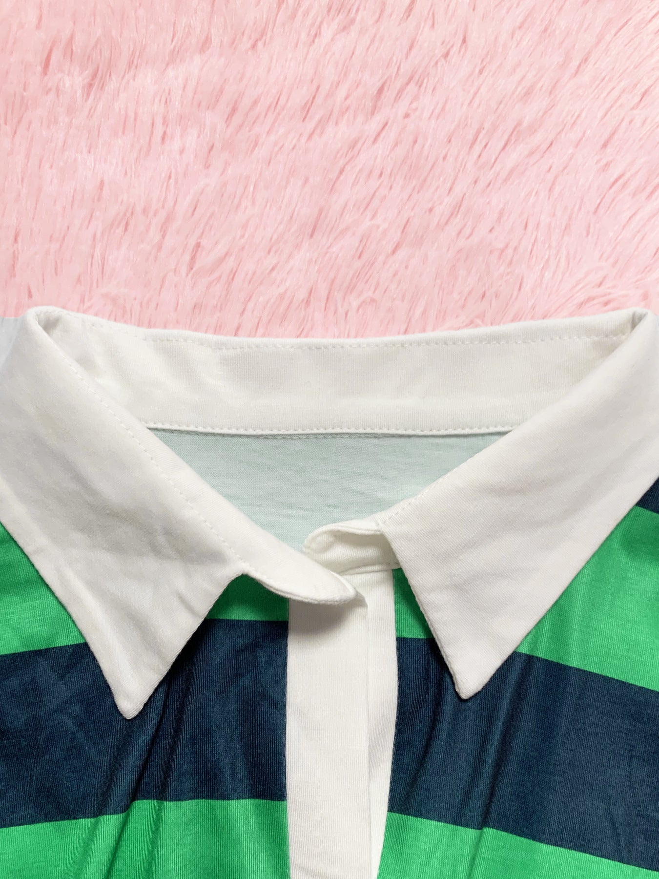 Women Striped Contrast Turndown Collar Crop Top and Bodycon Skirt Two-Piece Set 20