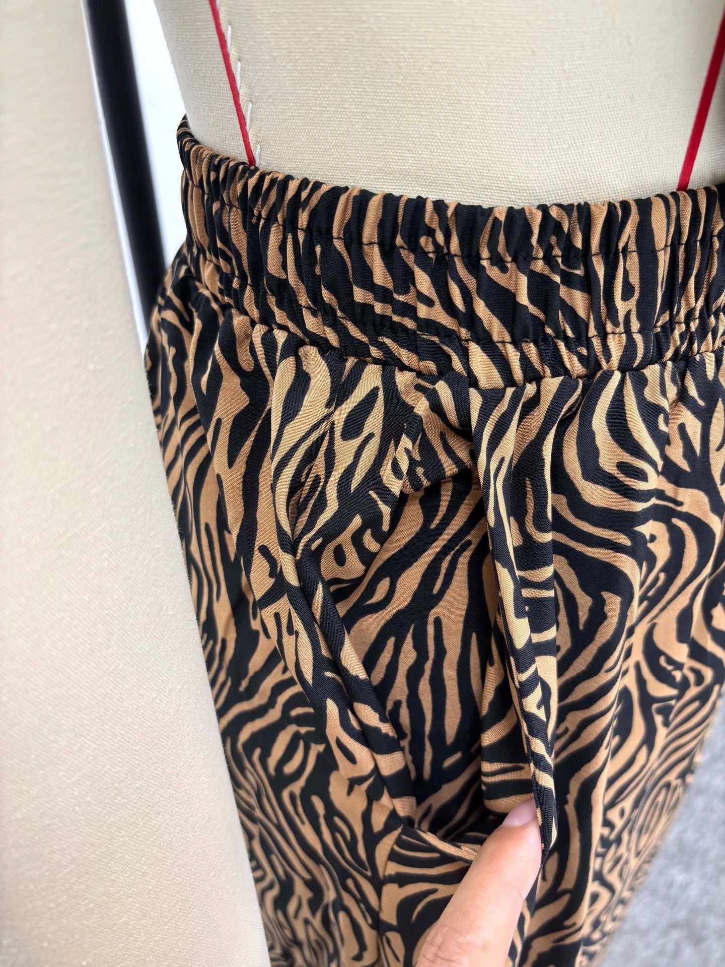 African Zebra Print Long Sleeve Shirt Wide Leg Pants Two Piece Set 6