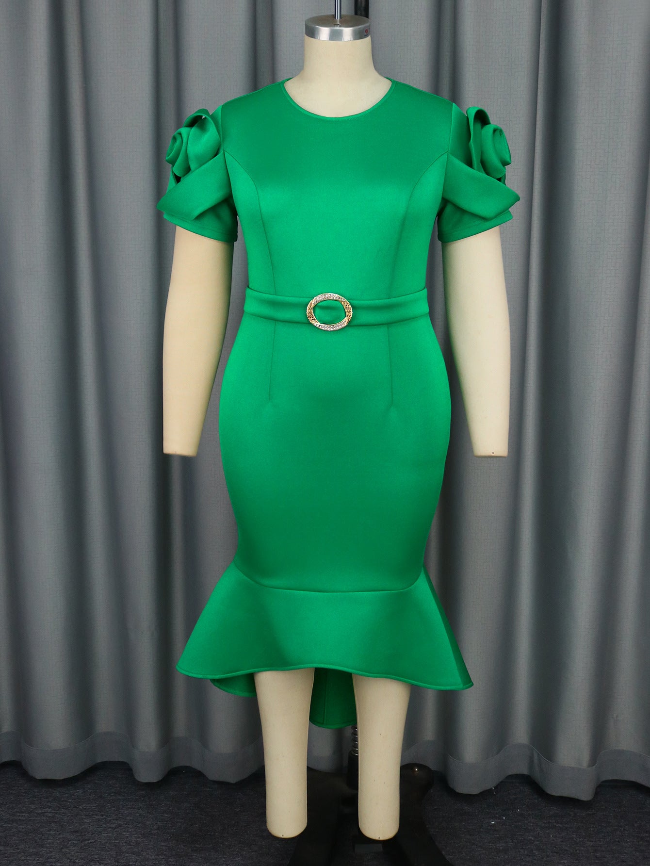 Women Solid Party Fishtail Dress 4