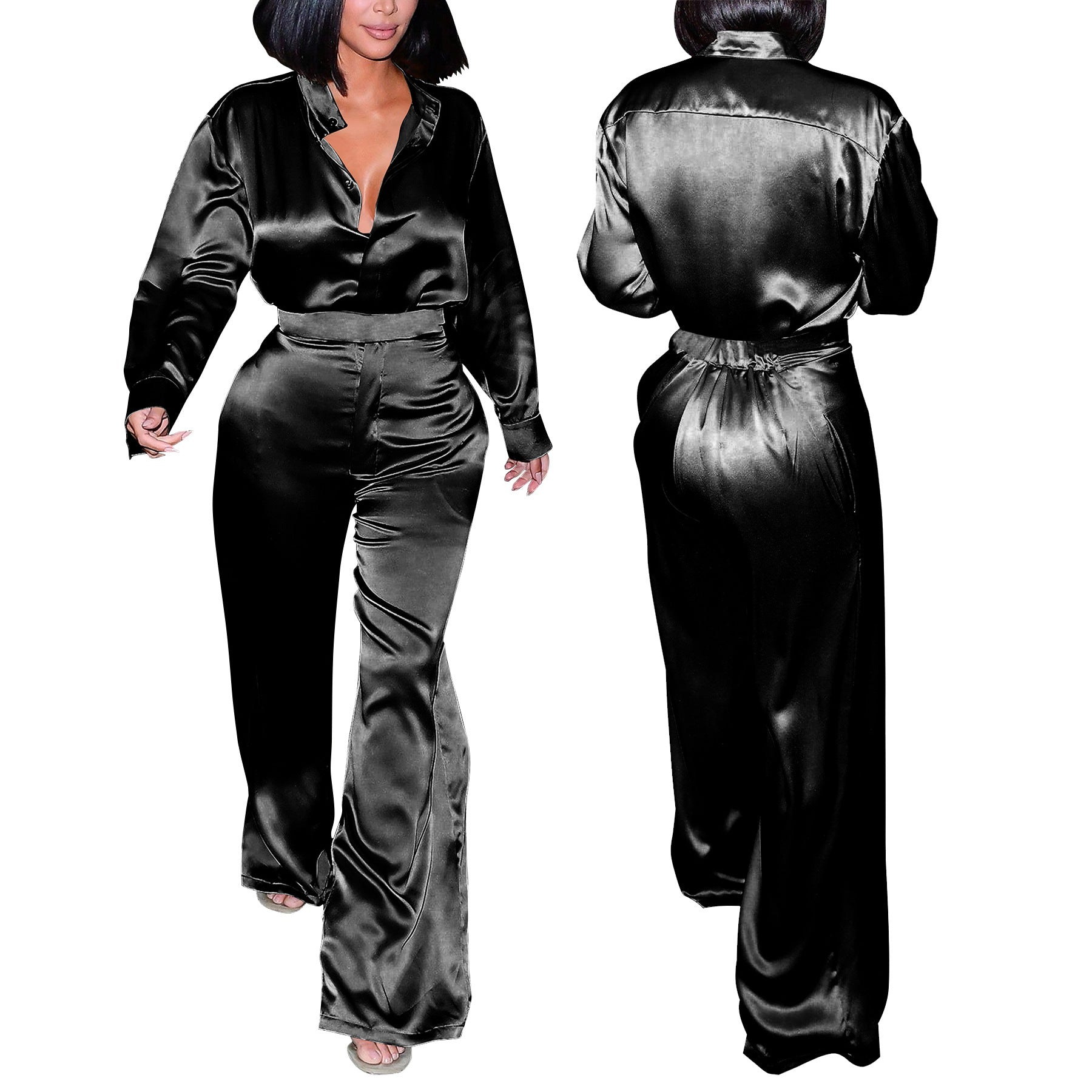 Fashion Women's Long Sleeve Shirt & Pants Set 3