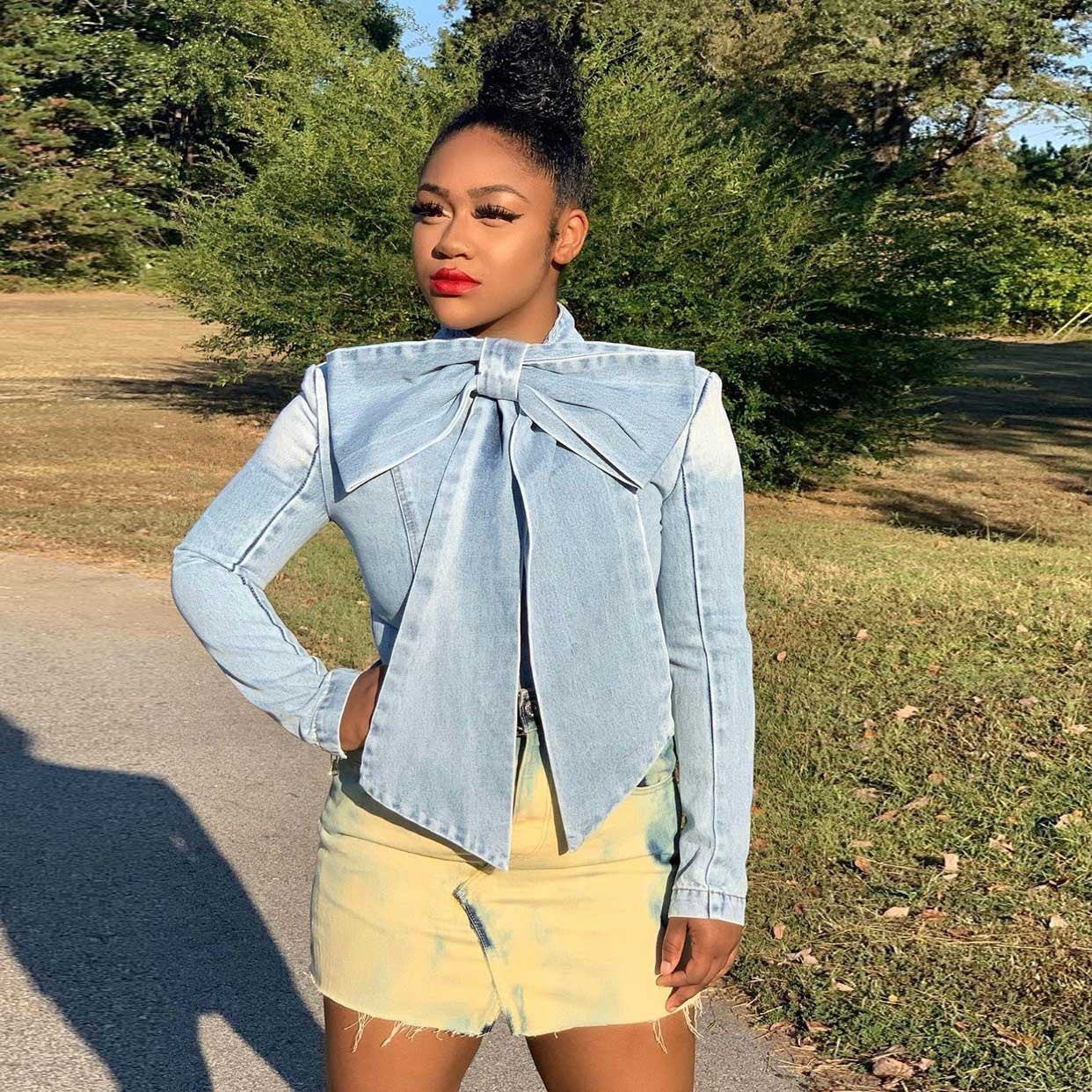 Sexy Fashion Women's Clothing Long-Sleeved Denim Jacket Top 3