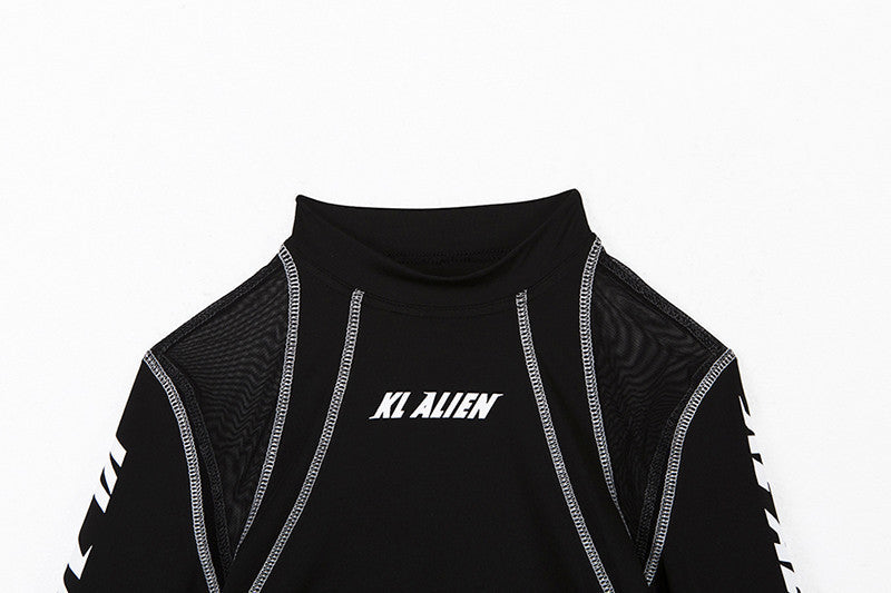 Spring Street Fashion Printing Mesh Patchwork Pullover Crop Tight Fitting Slim Top 13